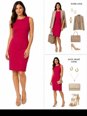Hazel Mae-Tailored Sleeveless Dress in Red SzM